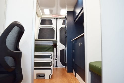 Inside of a mobile primary care clinic