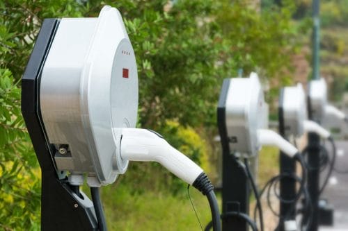 Close up picture of a vehicle recharging station