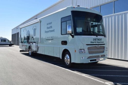 Detroit Health Department mobile medical unit vehicle