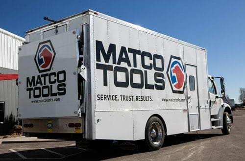 Rearview of a Matco Tool Truck parked outside
